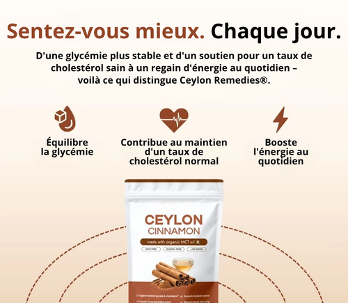 Cannelle de Ceylan (équivalent à 7200 mg) mélangée à de l'huile MCT